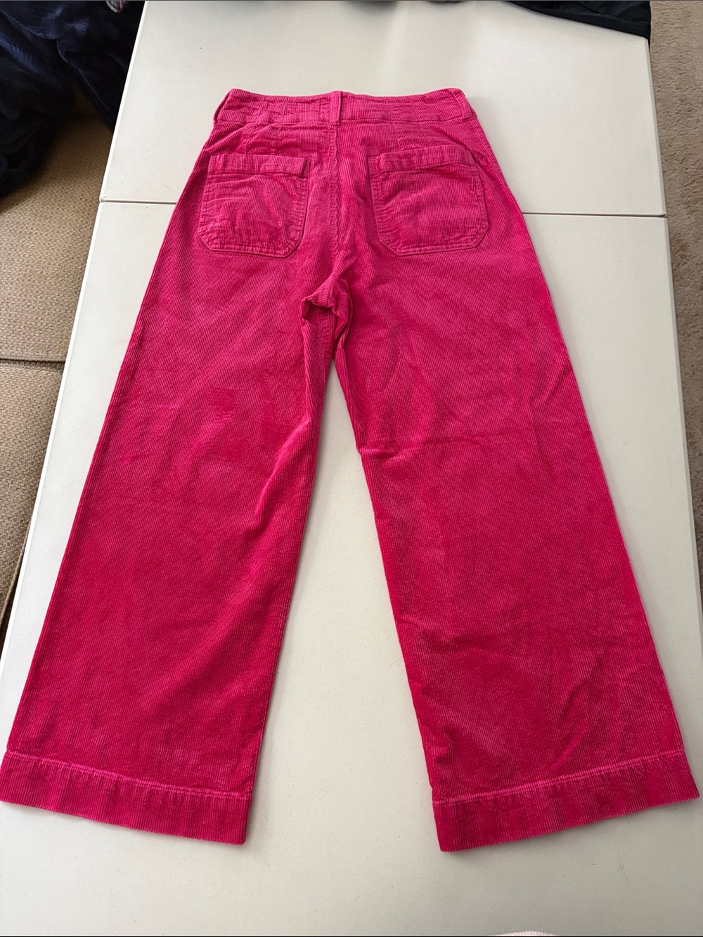 Maeve by Anthropology “The Colette”Bright Pink Wide-Leg Cropped Corduroy Pants - Picture 3 of 5